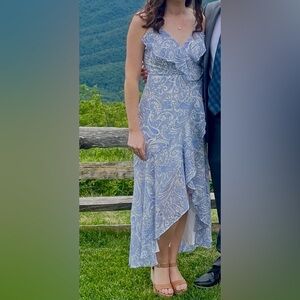 Express Light Blue Paisley Faux Wrap Dress